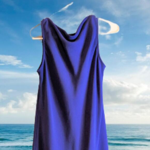 Jones of New York 4 sleeveless flowy lined polyester royal blue woman's gown. - Picture 2 of 3